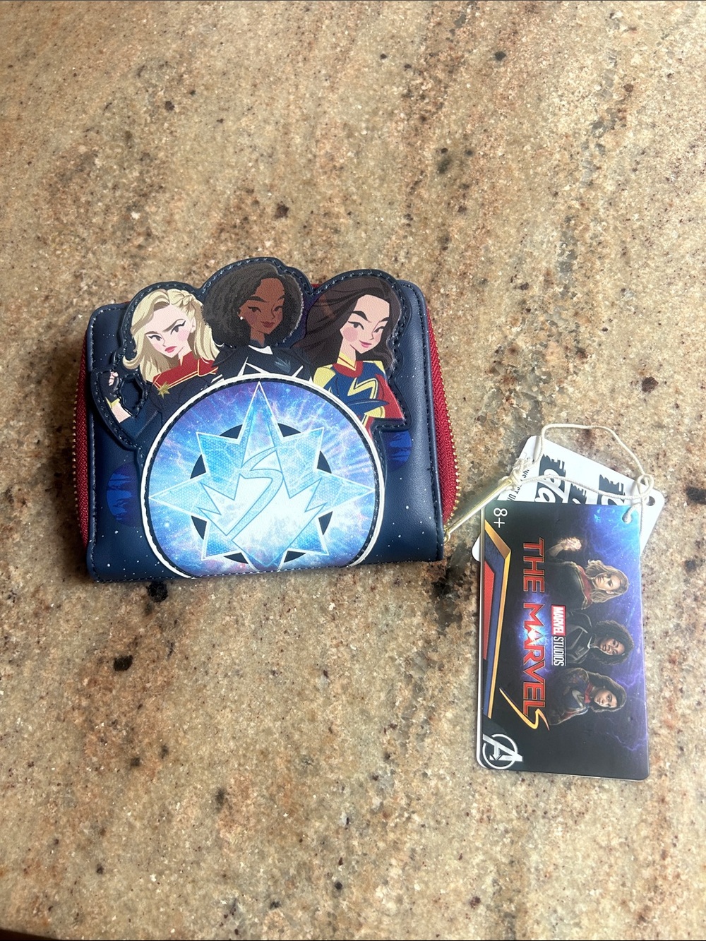 LOungefly The Marvels Zip Wallet — Navy Blue with Red Trim